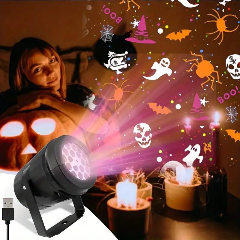 Outdoor Lighting Effects - ハロウィン LED プロジェクターライト屋外クリスマス庭の装飾、カボチャ、ゴースト、スパイダー、スノーフレークパターン付き、パーティー装飾ランプ用