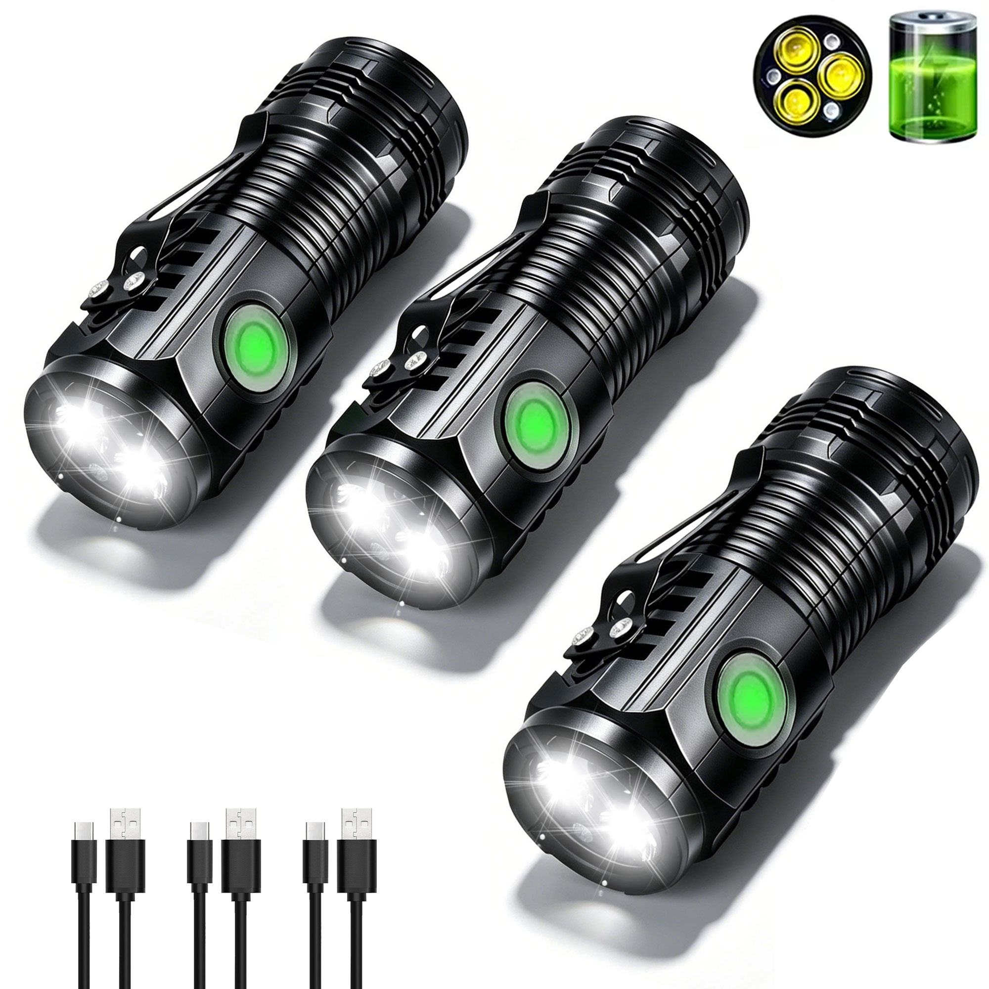 Outdoor Lighting Black - ポータブル充電式屋外懐中電灯強力な光防水トーチキャンプハイキング緊急サーチライトハンドヘルド EDC ライト