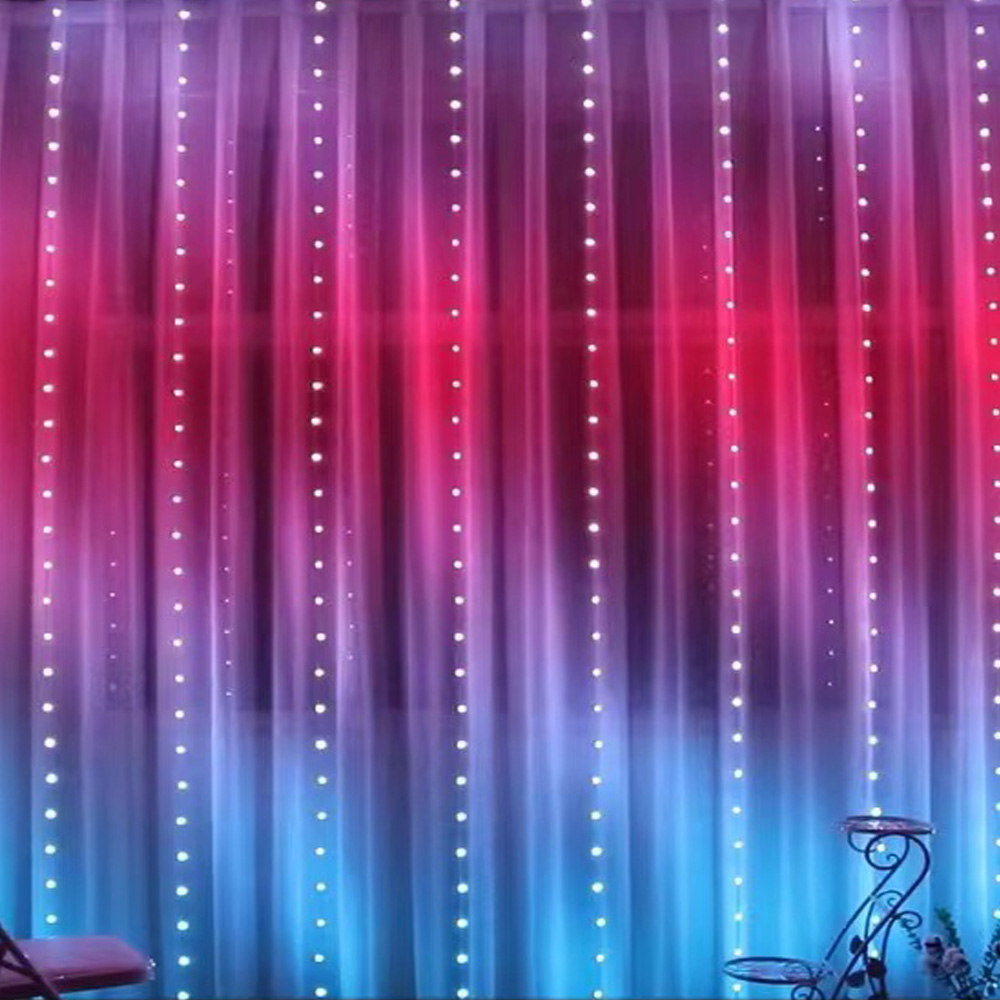 Outdoor Lighting Effects - 3 メートル RGB スマート LED カーテンライトクリスマス装飾アプリリモート