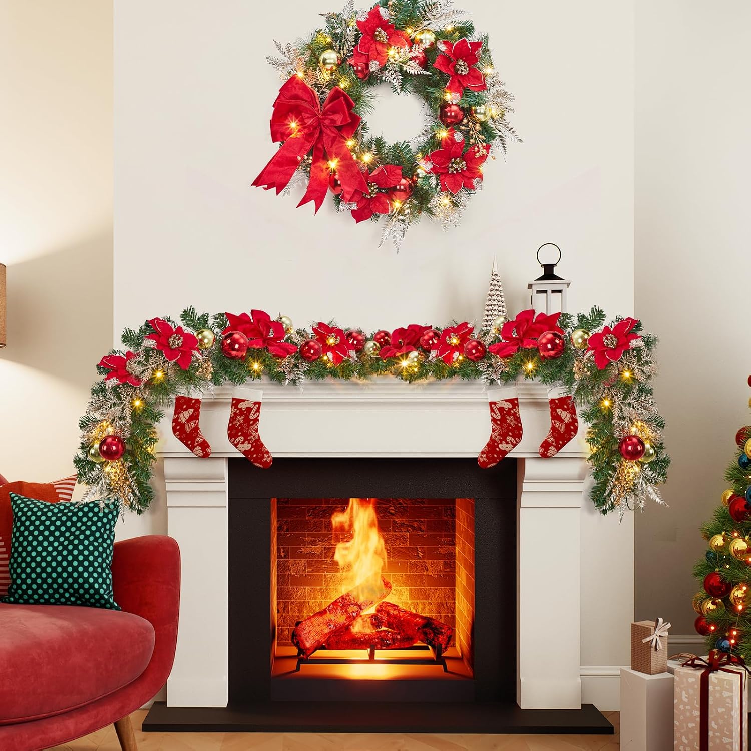 ガーヴィー 6フィートのクリスマスガーランド（ライト付き）。 - Outdoor Lighting Effects のレビューと価格