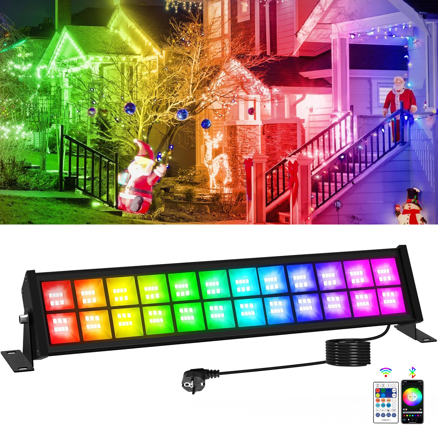 50/72W RGB LED投光器バー、リモコン付き、スマー - Outdoor Lighting Uk のレビューと価格