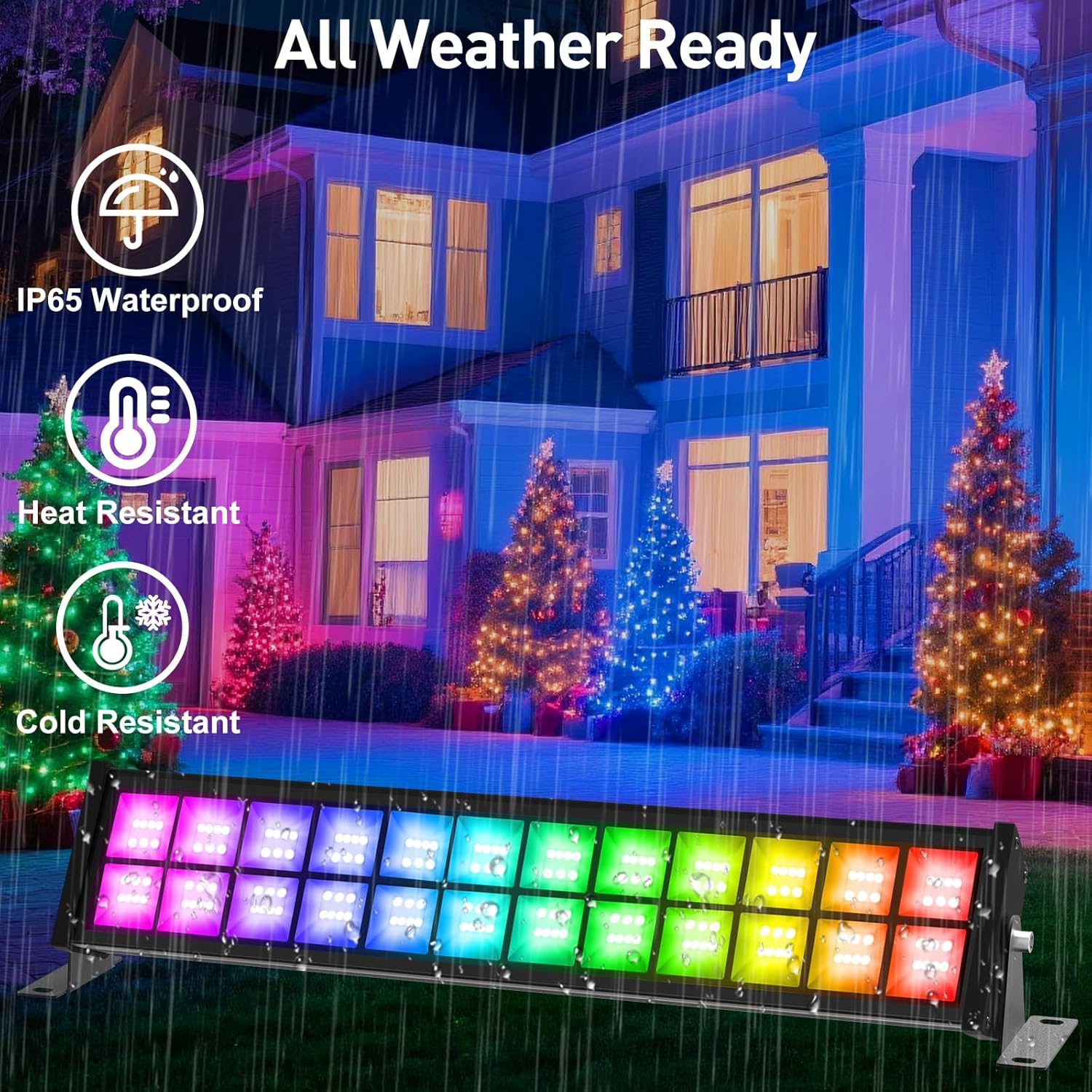 50/72W RGB LED投光器バー、リモコン付き、スマー - Outdoor Lighting Uk のレビューと価格
