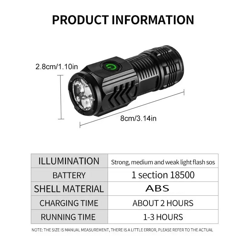 ペンクリップ付きミニ3LED懐中電灯、夜間ウォーキング、ポー - Outdoor Lighting Black のレビューと価格