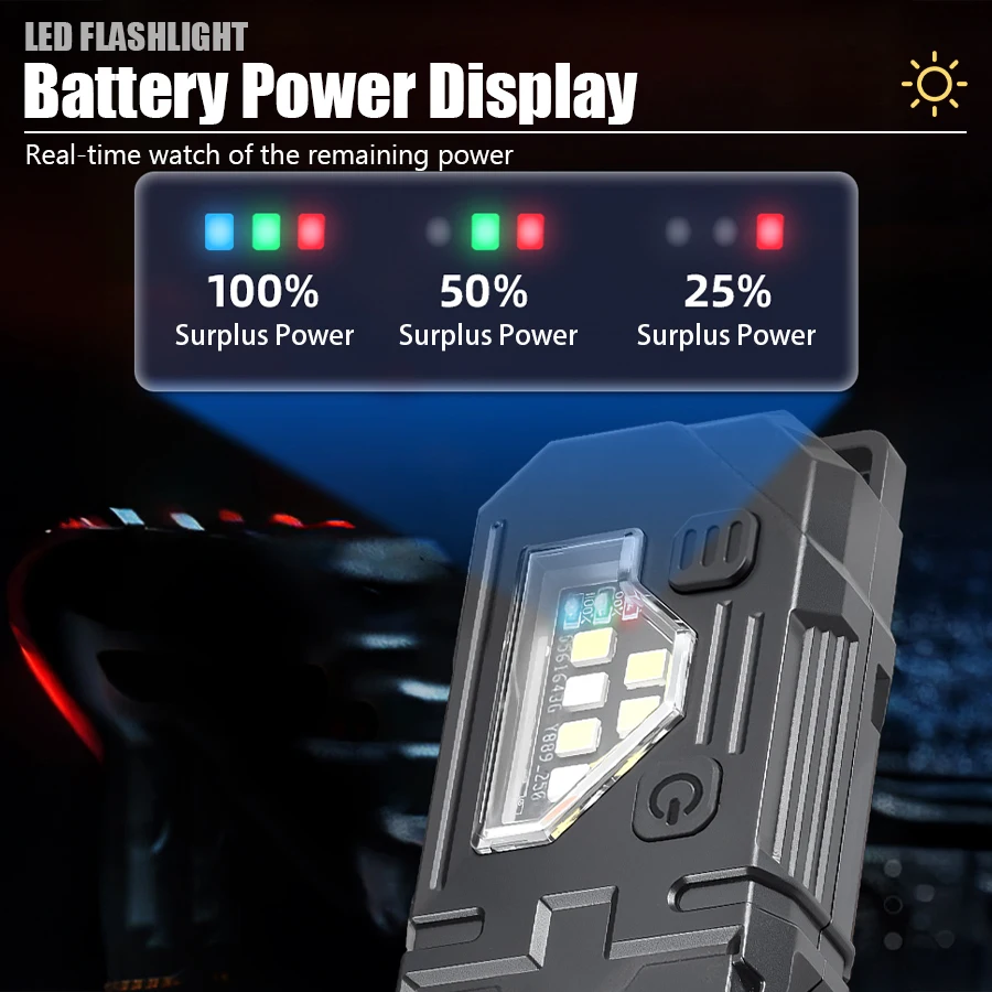 ミニキーホルダーEDC懐中電灯 - ペンクリップと帽子クリッ - Outdoor Lighting Black のレビューと価格