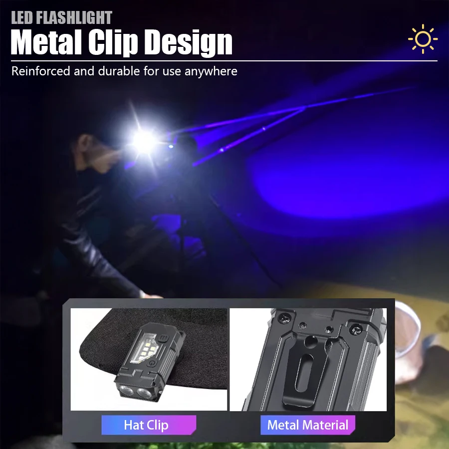 ミニキーホルダーEDC懐中電灯 - ペンクリップと帽子クリッ - Outdoor Lighting Black のレビューと価格