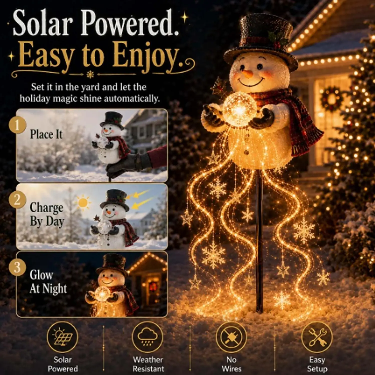 屋外用樹脂製雪だるまサンタLEDライト、クリスマス装飾用ライ - Outdoor Lighting Pathway のレビューと価格