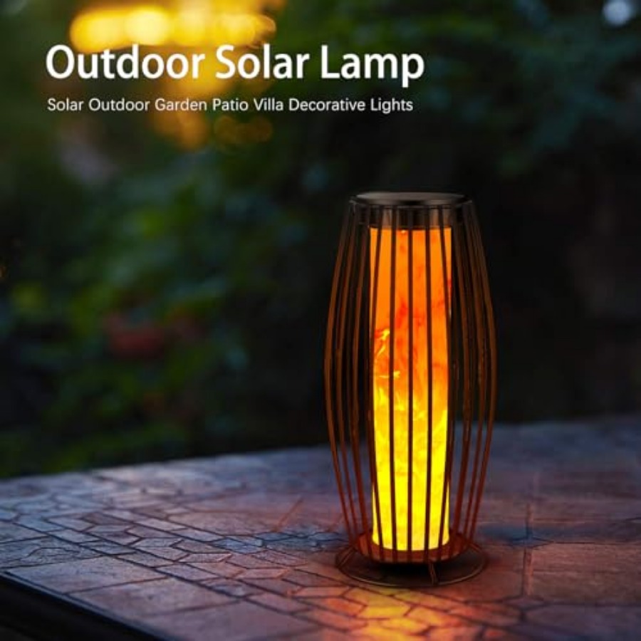 ソーラー屋外フロアランプ ちらつき炎ソーラー屋外ライト ソー - Outdoor Lighting Waterproof のレビューと価格