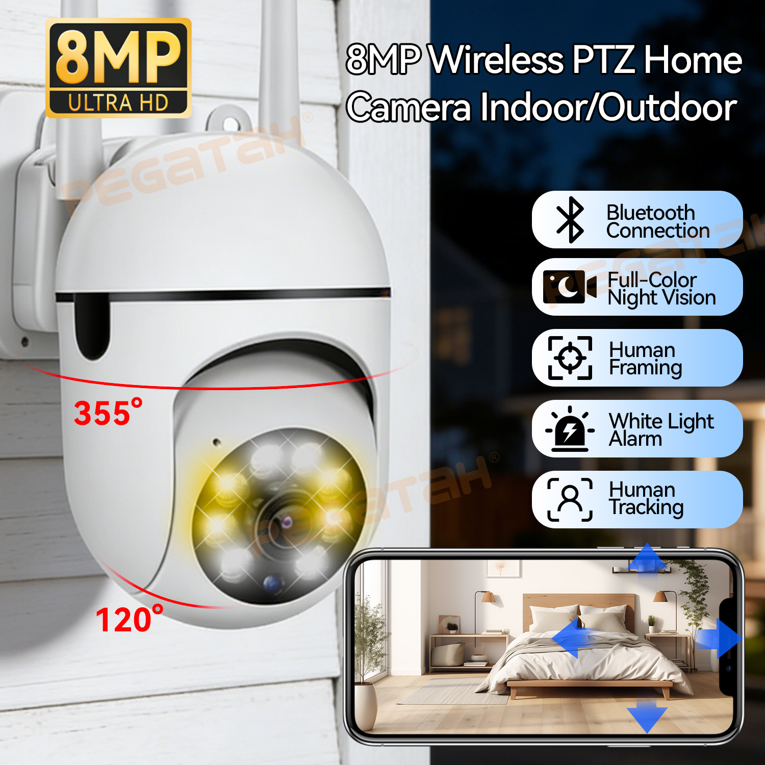 8MP 2.4G Wifi IP CCTVカメラ カラーナイ - Outdoor Lighting Track のレビューと価格