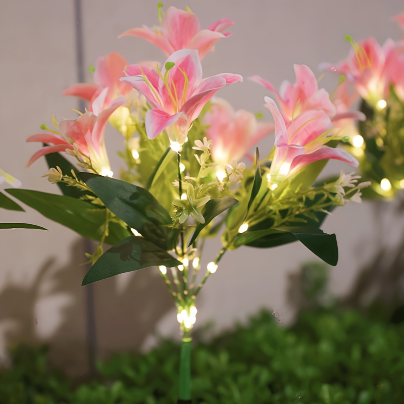 マルチブルームピンクリリーソーラーガーデンステークライト、光 - Outdoor Lighting Effects のレビューと価格