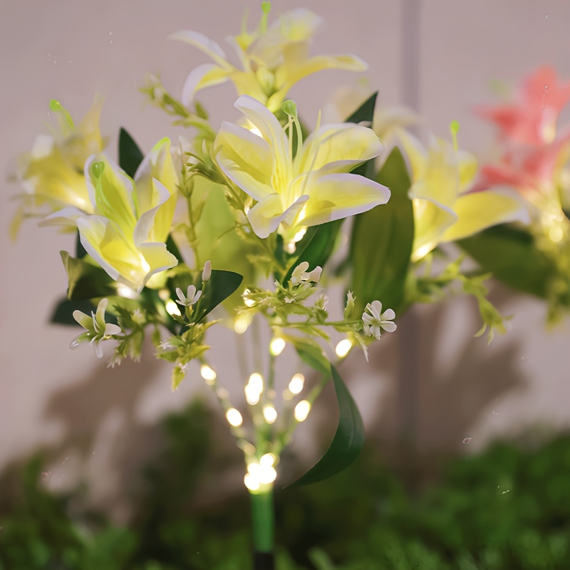 マルチブルームピンクリリーソーラーガーデンステークライト、光 - Outdoor Lighting Effects のレビューと価格